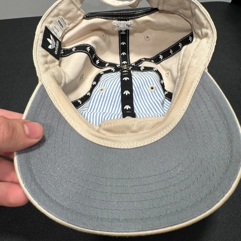 Adidas Hat Cap Beige Adult Strap Back Trefoil Patch Logo Outdoor Gym Cotton‎ Dad